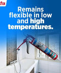 White Silicone Caulk Sealant For Kitchen And Bath 100 Percent Waterproof RTV displayed near bathtub and window