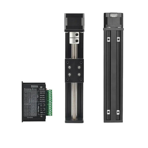 Rock Solid Linear Rail Stage With Nema 17 Motor Drive Kit For Sliding Table And CNC XYZ Axis Router 150mm Stroke Self Lock Precision Micro Positioning For 3D Printing And Milling, black aluminum rail stage and driver