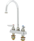 Workboard Faucet With Swivel Gooseneck, Deck Mount, Two Hole One Piece, 4 Inch Centers, Chrome Finish, Lever Handles