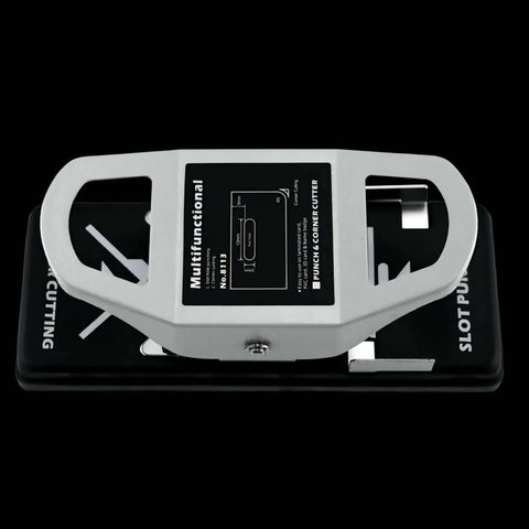 2-In-1 Slot Hole Punch For Paper And PVC Cards - Heavy Duty All Metal Corner Rounding And Slot Punch Tool, top view