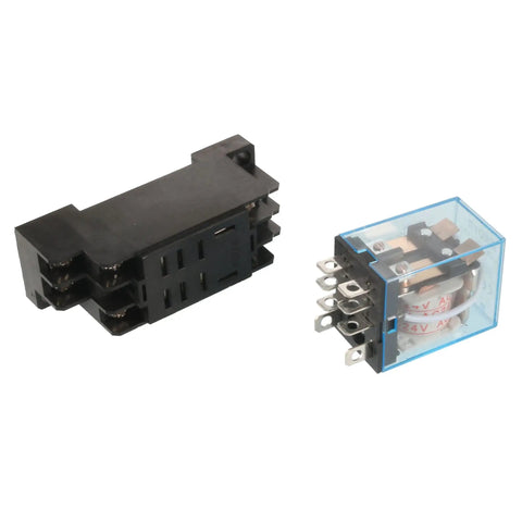 Heavy Duty 35mm DIN Rail DPDT Power Relay With 8P Pins, AC 24V Coil, Socket Included, 10A 240VAC And 28VDC