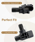 Power brake booster pressure sensor with 3-pin connector, black plastic, front and side views