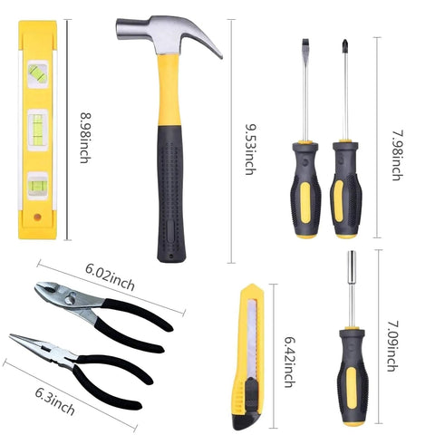 Comprehensive 78 Piece All In One Hand Tool Set for Home Auto and Office with Portable Storage Case Built For DIY Projects and Basic Repairs