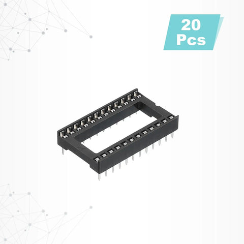 20Pcs DIP IC Socket Adapters Kit With 24 Pin Socket, 15.24mm Row Pitch, 2.54mm/0.1In Pitch, Breadboard Friendly For PCB Design
