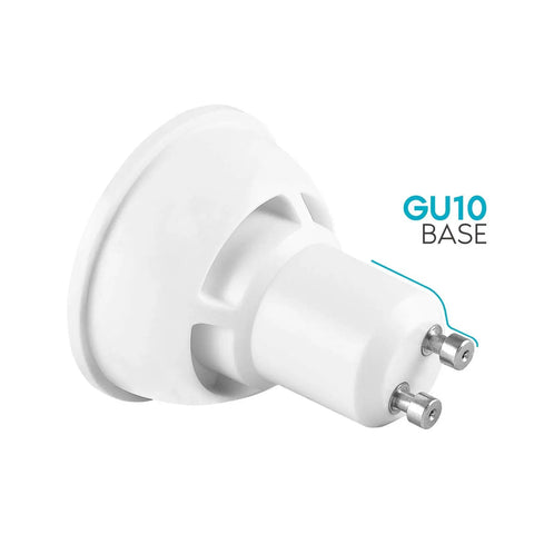 GU10 base of Dimmable MR16 GU10 LED Bulbs 50W Halogen Equivalent 4000K Cool White 500 Lumens 120V Spotlight Lighting Enclosed Fixture Rated
