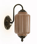 RONGHUAFUGUI Vintage Modern Wall Sconce with Amber Glass, antique black and gold finish, ribbed amber glass shade.