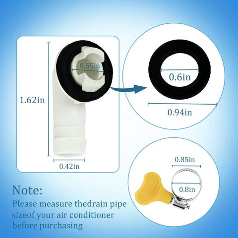 Ten Foot Portable Air Conditioner Drain Hose Kit 3/5 Inch Leakproof Universal Drain Pipe Replacement for Window Units and Mini Splits dimensions