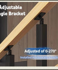 Adjustable angle bracket for White Side Mount Stair Balusters 30 Pack with adjustable range of 0-270°, suitable for various installations.