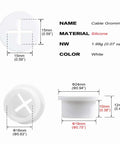 Dimensional diagram of Eight Pack Three Quarter Inch Cable Cord Grommets For Desk And Furniture Wall Holes White Silicone Rubber