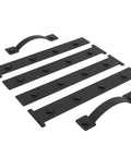Magnetic Decorative Garage Door Hinges And Handles Kit, 8 Hinges And 4 Handles In Black, Carriage-Door Style, arranged on white background
