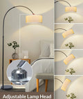 Arc Floor Lamp For Living Room And Bedroom with Stepless Dimmable 9W LED Bulb, adjustable gooseneck near a bedside, remote controlled