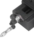 Saskate Cross Slide Machine Vise 3 Inch Cast Steel Bench Vise For Milling Drill Press With Precision Handwheel 01mm Increments close-up of adjustable handwheel.