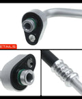Connector detail of Top Shelf A C Discharge Line Hose Kit compatible with Jeep Wrangler JK 2007-2011, featuring rubber seals.