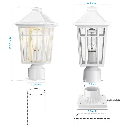 All Weather Outdoor Post Light With Rugged Aluminum Housing And Glass No Fuss Fence Post Deck Lighting For Garden Patio And Pathway 1 Pack White Weatherproof And Durable