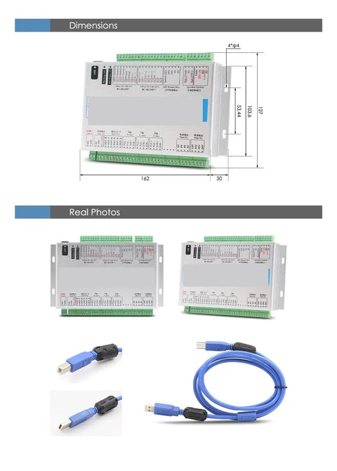Pro Grade Mach CNC Motion Control Driver Card Breakout Board For 3 4 6 Axis Or Ethernet, 2000KHz Speed with cables and dimensions