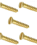 Heavy Duty Solid Brass Slotted Flat Head Wood Screws For Tough Job Site Work Rust Resistant Hardware Kit That Drives Straight Through Lumber With Zero Binding Or Extra Headache 1000 Pack, showing multiple screws from different angles.