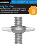 Close-up of Smooth Turning Adjustable Scaffold Screw Jack, 12-inch travel, galvanized design for easy leveling support.