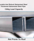 No Sweat Compact Tabletop Bubble Wrap Dispenser With Manual Shipping Station Stand Built Tough For Quick Packing Benches galvanized steel pipe close-up.