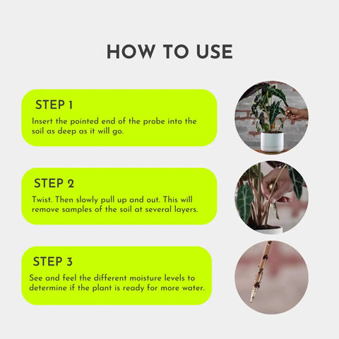 How to use Unlimited Brass Soil Probe With Moisture Meter And Sampler No Batteries Required Root Aerator And Plant Water Monitor For Pots And Indoor Gardens For Potted Plants And Home Gardeners