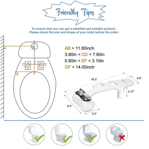 Diagram showing installation guide for Hot And Cold Water Bidet Attachment For Toilet Seat With Dual Nozzle And Rear And Feminine Wash Self Cleaning And Adjustable Water Pressure Non Electric Easy Install No Fuss.