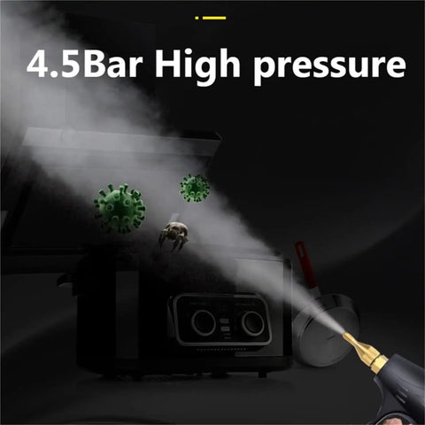 Massive 3200W High Pressure Steam Cleaner, Handheld Heavy Duty Unit for AC and appliances, demonstrating high-pressure steam in action.