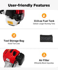 Gas Powered Handheld Lawn Sweeper With Backpack Broom, 2.3HP 52CC Engine, 20.47 Inch Nylon Brush, Lightweight Portable Yard Groomer For Driveways, Lawns, And Artificial Turf, Effortless Leaves And Debris Cleanup. 33.8-oz fuel tank and toolkit bag