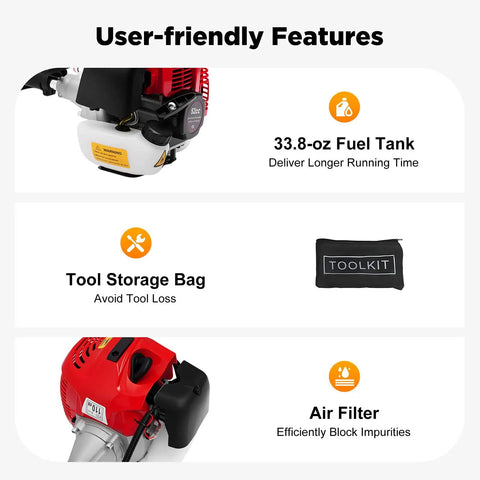 Gas Powered Handheld Lawn Sweeper With Backpack Broom, 2.3HP 52CC Engine, 20.47 Inch Nylon Brush, Lightweight Portable Yard Groomer For Driveways, Lawns, And Artificial Turf, Effortless Leaves And Debris Cleanup. 33.8-oz fuel tank and toolkit bag