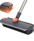 64 Inch Floor Scrub Brush With 360 Degree Swivel Head And Detachable Long Handle For Heavy Duty Cleaning Of Concrete Floors Grout Patios Decks Garages And Gardens Squeegee Included With Right Angled Bristles