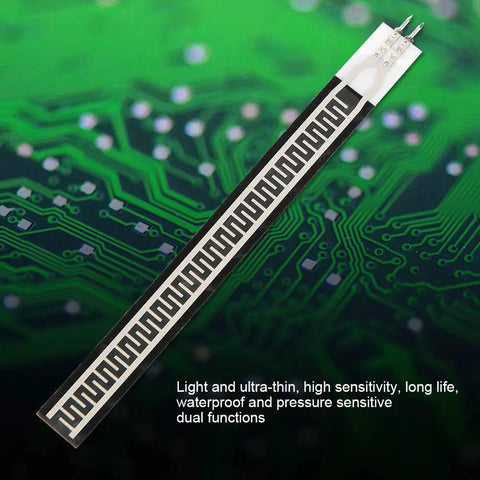 Flexible Force Sensitive Resistor Sensor 0 To 500g Range With Ultra Fast Sub 10ms Response Low Trigger Point Under 20g Thin Film Pressure Flex Sensor, shown on circuit board