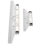 Badass Transparent Rolling Ruler And Drafting Kit For Slick Parallel Lines Precise Protractor Angles Smooth Arc Tracing 2 Pack