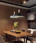 Wood Metal Colorful Pendant Light, Simple Farmhouse Lighting, Indoor Rustic Fixture, Lamp for Over Kitchen Island Dining Room Table Bar Counter Laundry (Gray)(Yellow) in dining room.
