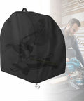 Heavy duty power miter saw cover in black, 28x24x28 inches, shields your table saw from dust and resin.