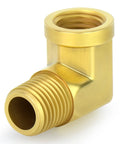 Five Pack 90 Degree Brass Pipe Elbows, 1/4 Inch NPT Male To 1/4 Inch NPT Female Fittings, Barstock Street Elbows For Plumbing