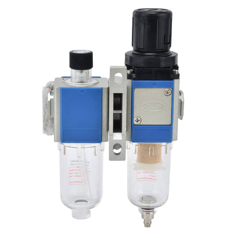 Compact Pro Grade FRL Unit With Regulator And Lubricator And Oil Separation For Industrial Pneumatic Tools, front view