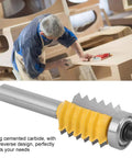 Solid Wave Type 8-Shank Woodworking Cutter Rail And Stile Router Bit With Carbide Milling Knives For Chipless Cutting Plus Anti Reverse Design In Durable Build For Smooth Pro Edges in use by a craftsman.