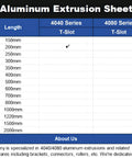 4 Pack 4040 T Slot Aluminum Extrusion 200mm Black Rails For DIY CNC And 3D Printer Frames, High Strength 40x40 Aluminum Profile With Easy Fit T Slot, Great For Robotics, Machine Projects, 4040 series 200mm length selection chart