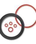Gasket Repair Kit For Espresso Machines, Silicone O Ring Set With Boiler And Grouphead Gaskets, Replacement Seals For Classic Baby Evolution Twin Espresso Makers, Full Seal Set To Keep Your Brew On Point. Silicone and rubber gaskets set on white