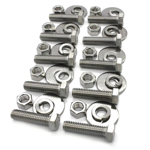 Stainless Steel Hex Head Screws Bolts Nuts Kit With Fender Flat Washers And Spring Lock Washers 5/16-18 X 1-1/4 Inch Fully Threaded 10 Sets 304 Stainless 18-8 Includes Nuts For Automotive And Machinery Projects DIY Ready