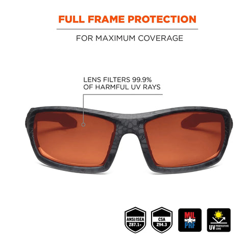 Odin Polarized Safety Sunglasses With Kryptek Typhon Frame And Copper Lens, Impact Resistant Full Frame, Glare Reducing Polarized Lenses, Nearly 100 Percent UV Protection, ANSI Z87 Plus Certified For Tough Work And Outdoor Action