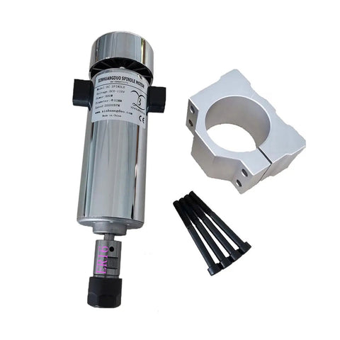Premium Heavy Duty 800W Air Cooled CNC Spindle Motor Kit Featuring 20000 RPM ER16 Collet Chuck with an aluminum mounting bracket and screws.