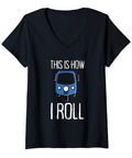 Hella Comfortable Classic Fit V Neck T Shirt Showcasing Dope Tuk Tuk Rickshaw And Bangkok Scooter Graphics For Auto Drivers And Road Trippers Unisex Everyday Casual with blue tuk tuk design.