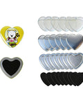 Heavy Duty Button Press Machine With Sturdy Slide Rails Make Custom Heart Badges and Name Labels for School Art Classes. Heart-shaped badges in multiple finishes.