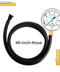 Front view of UHARBOUR manometer gas pressure tester with 40-inch hose, brass 1/8 in NPT fitting and dial gauge