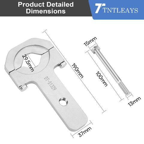 DT51329A Driveshaft Removal Adapter Tool engineered for GM vehicles, detailed dimensions view, includes size specifications in mm.