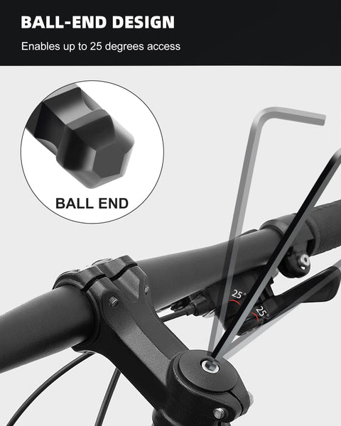 Close-up of ball-end design on 35-Piece Allen Wrench Set With Ball End And Long Arms, includes Metric SAE and Torx bits.