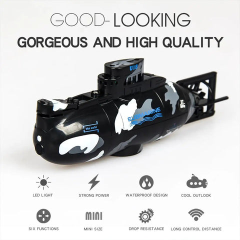 Black Remote Control Submarine For Pool And Water Play Dope Underwater RC Boat For Aquarium Fun One Key Dive With Water Safety Sensor