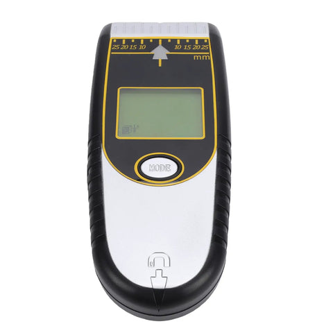 Fafeicy Digital Stud Finder with LCD Display, 7 Functions (Silver) front view showing display and buttons.