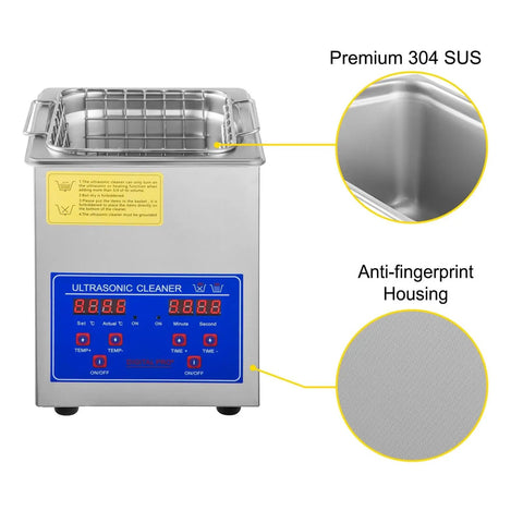 Top Shelf Ultrasonic Cleaner Featuring A Rock Solid 6 Liter Stainless Steel Tank And 200 Watt 40 Khz Heating Function To Kick Stubborn Grime Off Jewelry Glasses Brass And Tools, detailed control panel and basket.