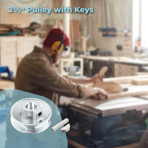Two And A Half Inch Table Saw Pulley With Keys For Five Eighth Inch Keyed Shaft Fits Ten Inch Contractor Saw, 2.5 in pulley