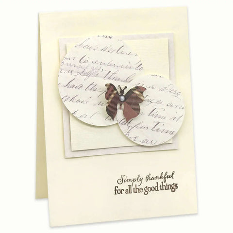 Handmade card with circular paper elements punched using Two And One Eighth Inch Circle Lever Punch For Paper Crafting Scrapbooking.
